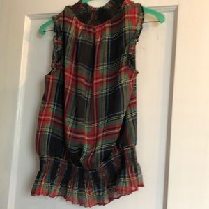 Plaid Sleeveless Blouse